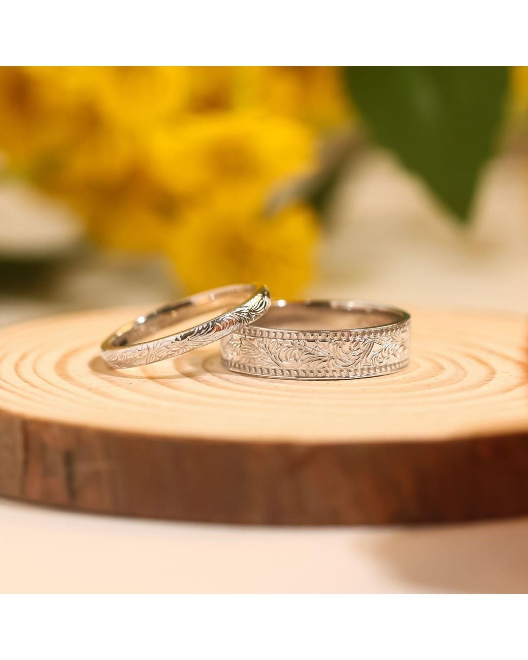 Azura Jewelry New York White Everwood Carved Band Vermeil