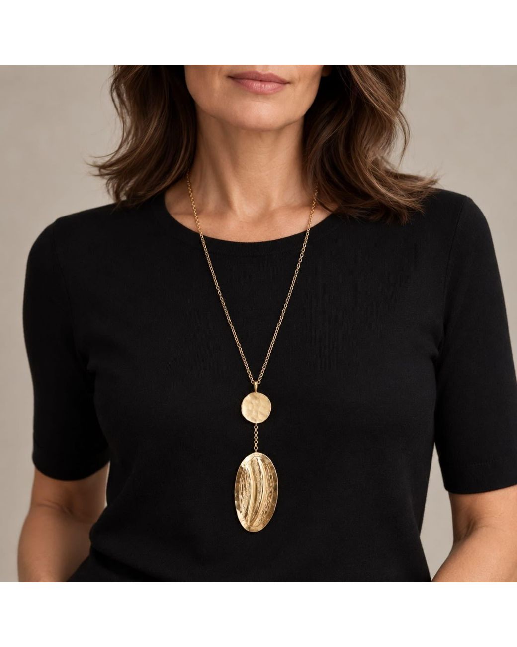 Vstyle Metallic Sculpted Wave Long Pendant Necklace