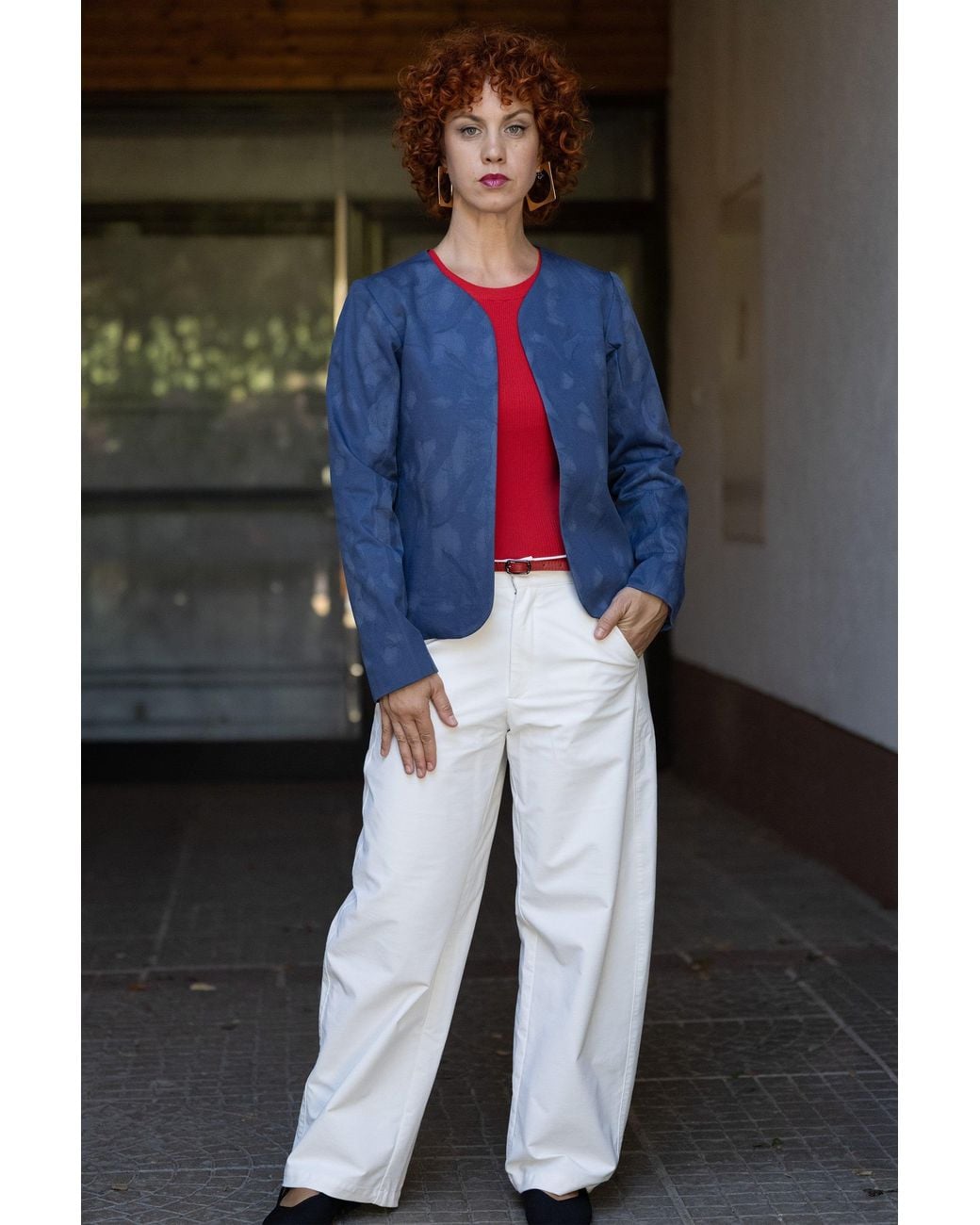 Stovaria Blue Cotton Denim Statement Jacket