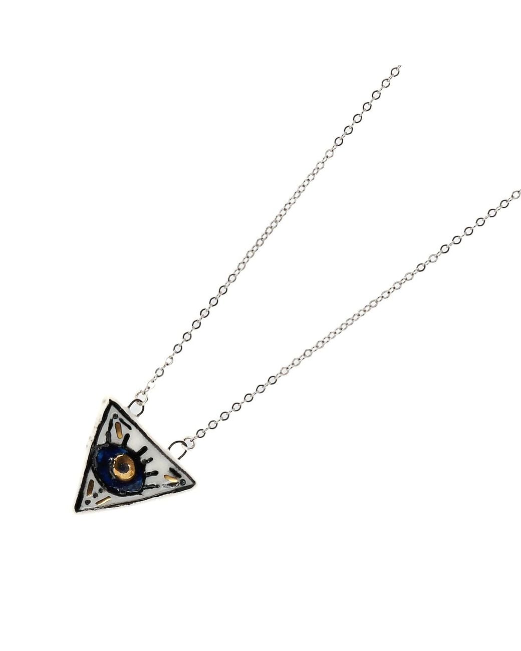 Ebru Jewelry Metallic Talisman Evil Eye Hand Painted Charm Necklace