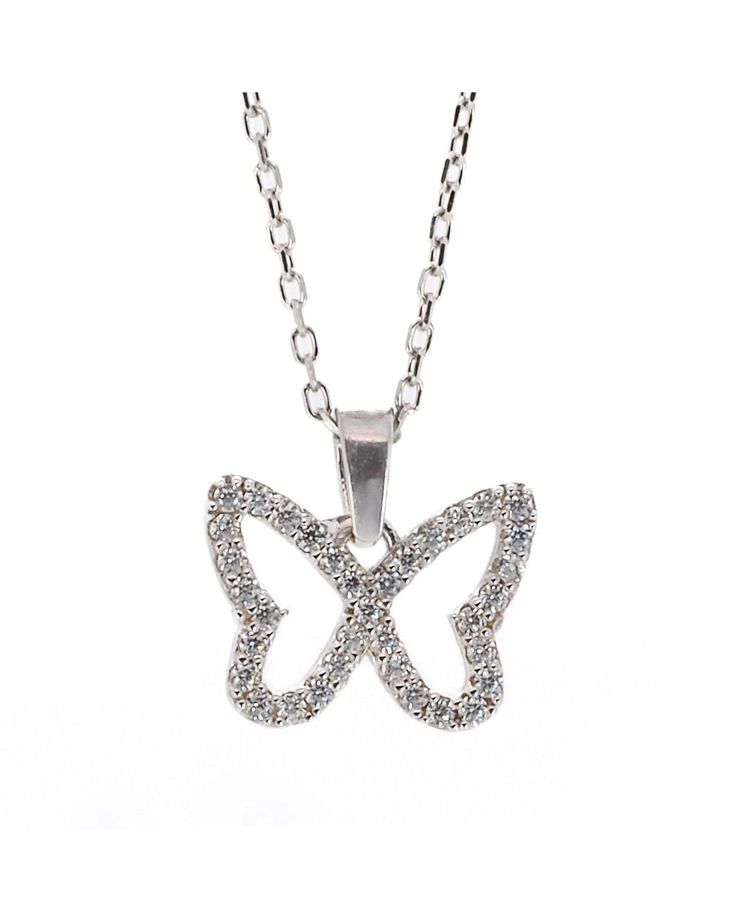 Ebru Jewelry Metallic Sparkly Butterfly Necklace
