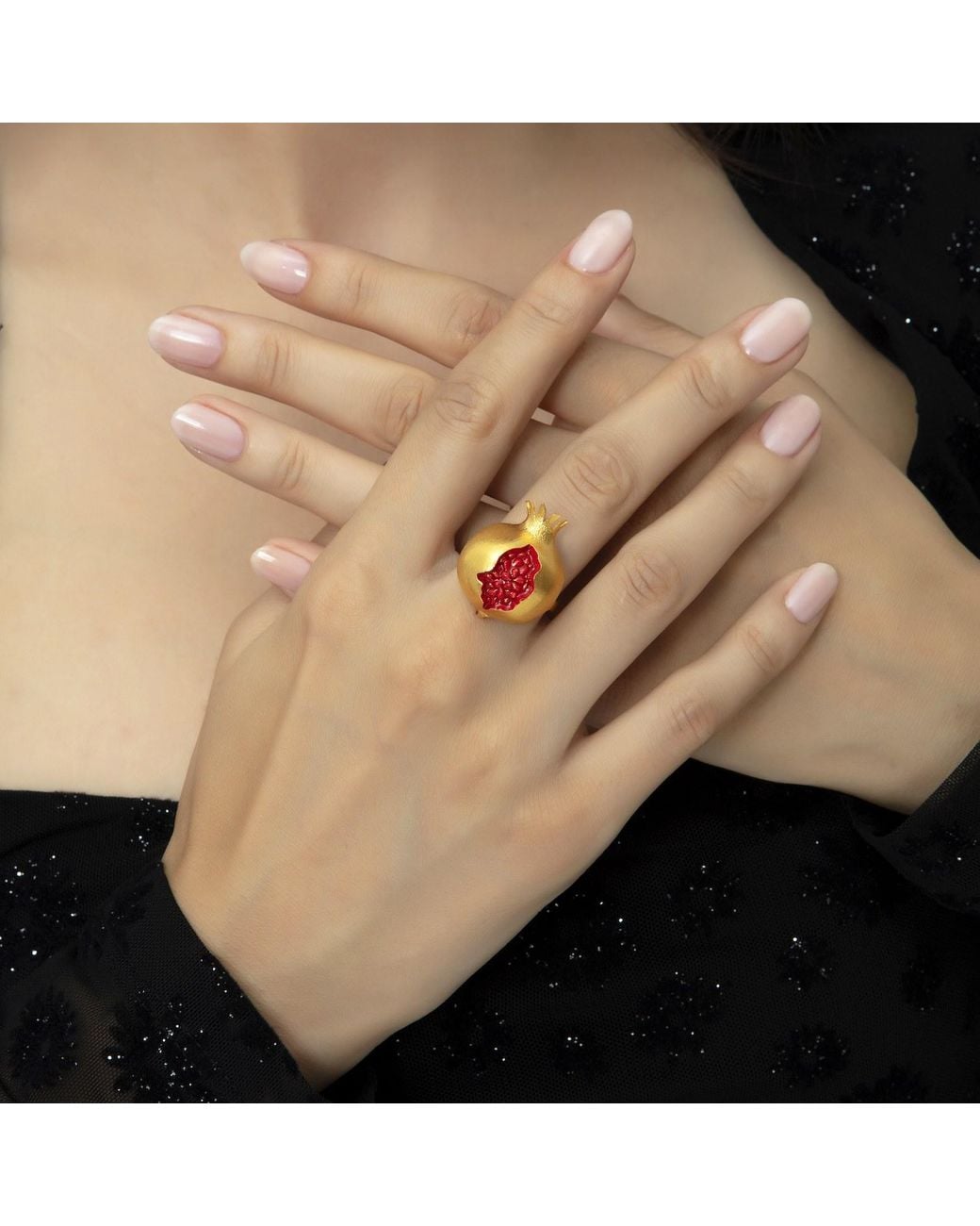 Milou Jewelry Metallic Pomegranate Adjustable Ring