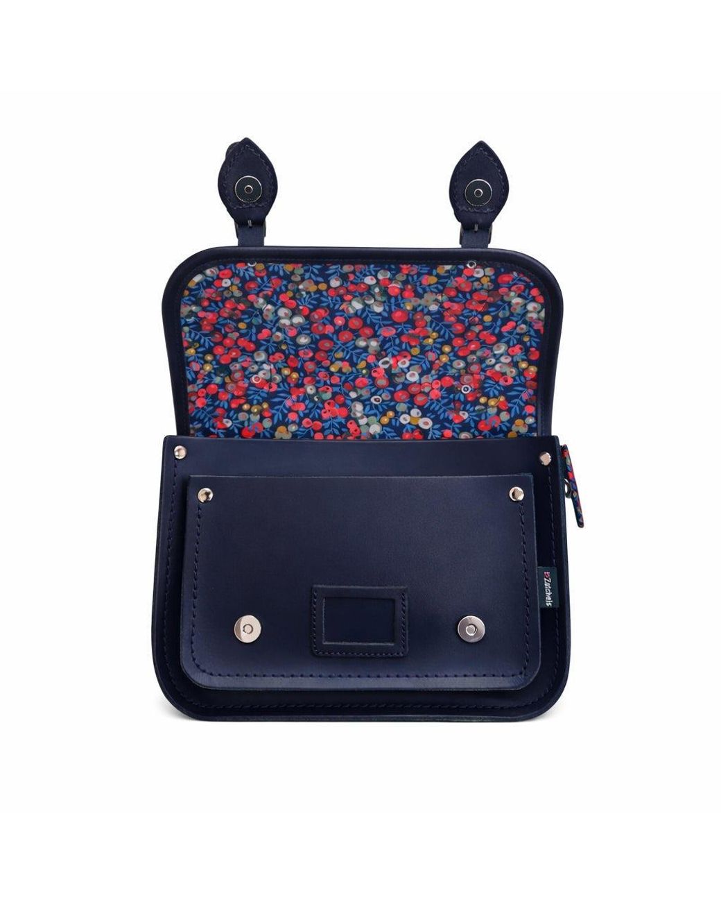 Zatchels Blue Floral Lined Leather Midi Satchel