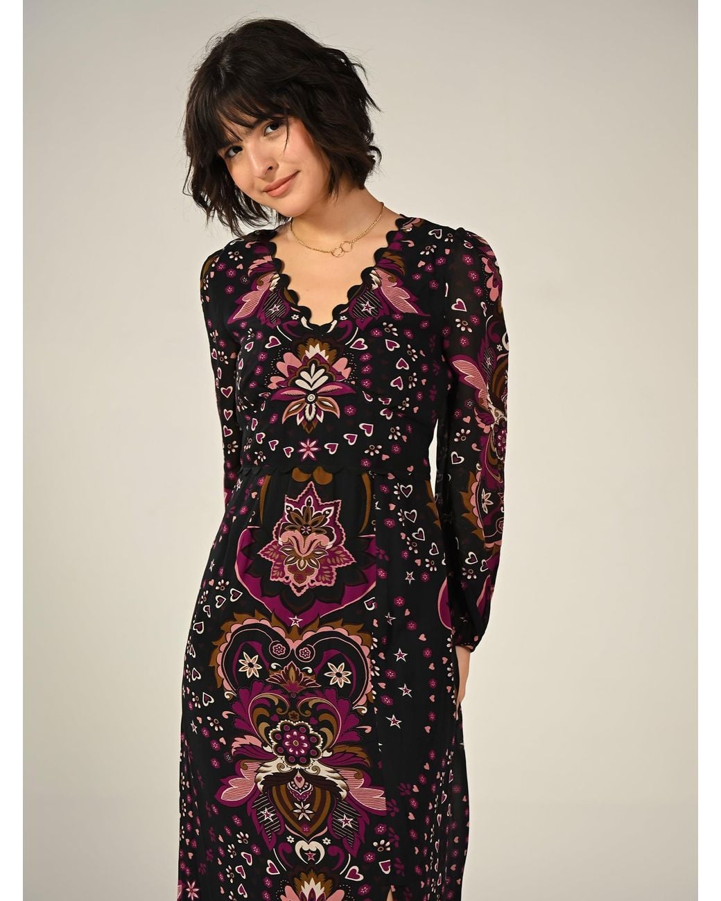 Rose & Nancy Red Annaline Print Midi Dress