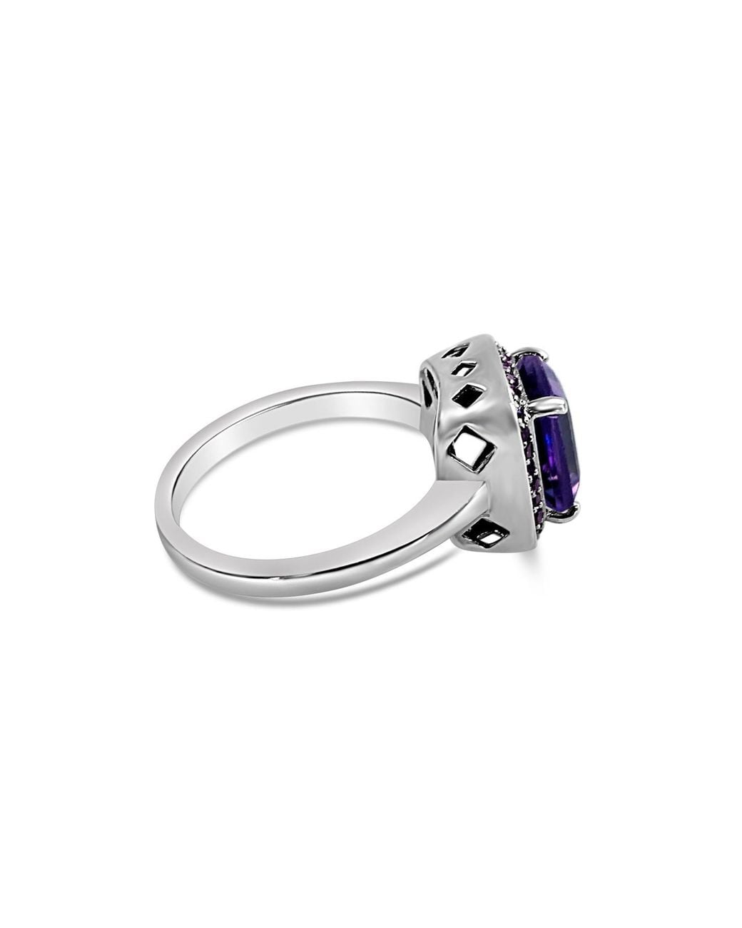 Bellus Domina Multicolor Sterling Silver Engagement Amethyst & Cubic Zirconia Square Ring