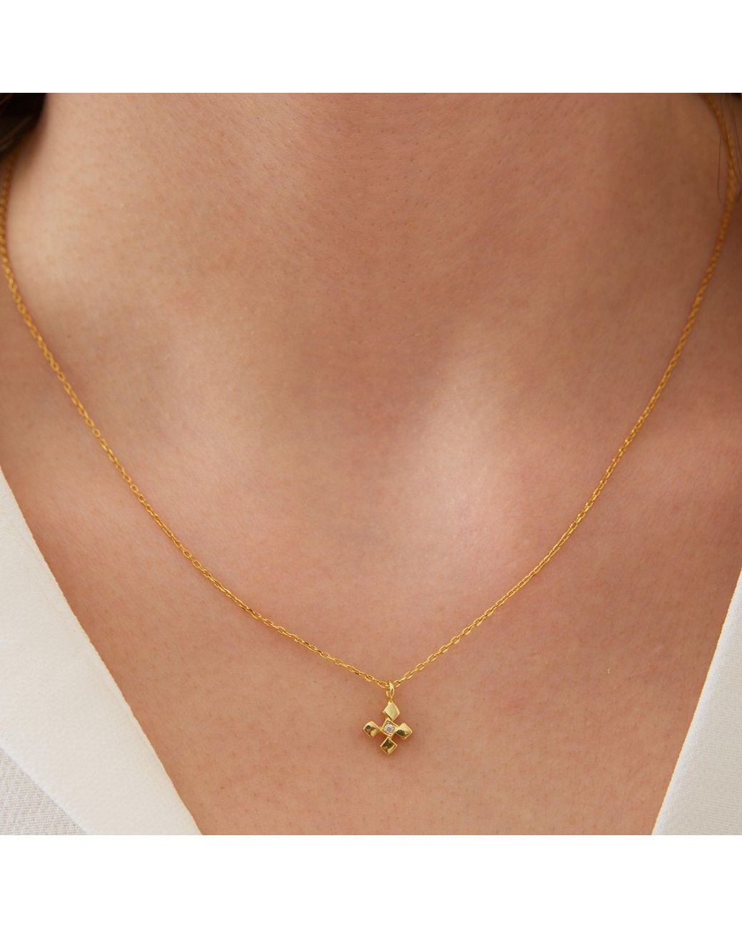 Spero London Metallic Four Cube Blocks Natural Textured Sterling Authentic Pendant Necklace