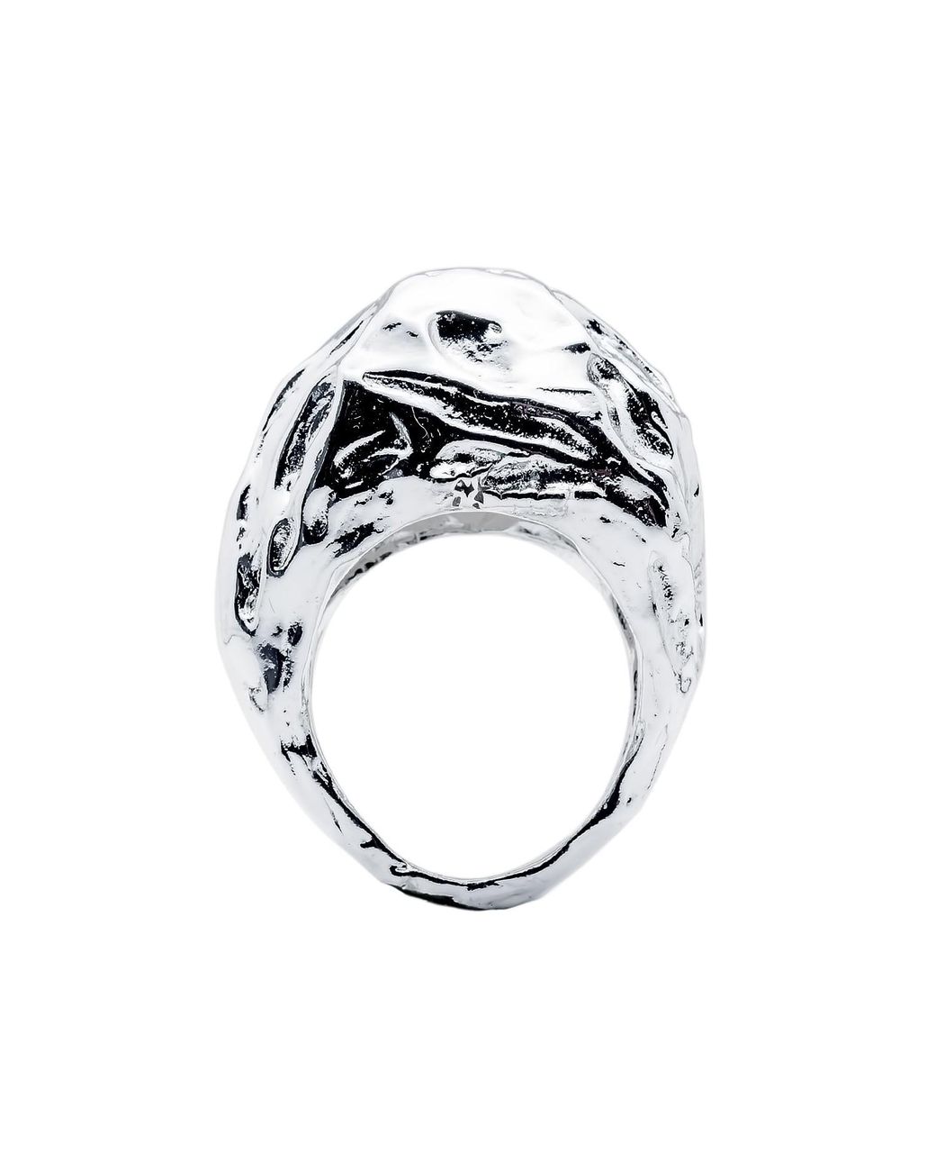 Mercela Metallic Voluminous Drop Cocktail Ring With Textured Sculptural Form – Statement Jewellery Gift For Her
