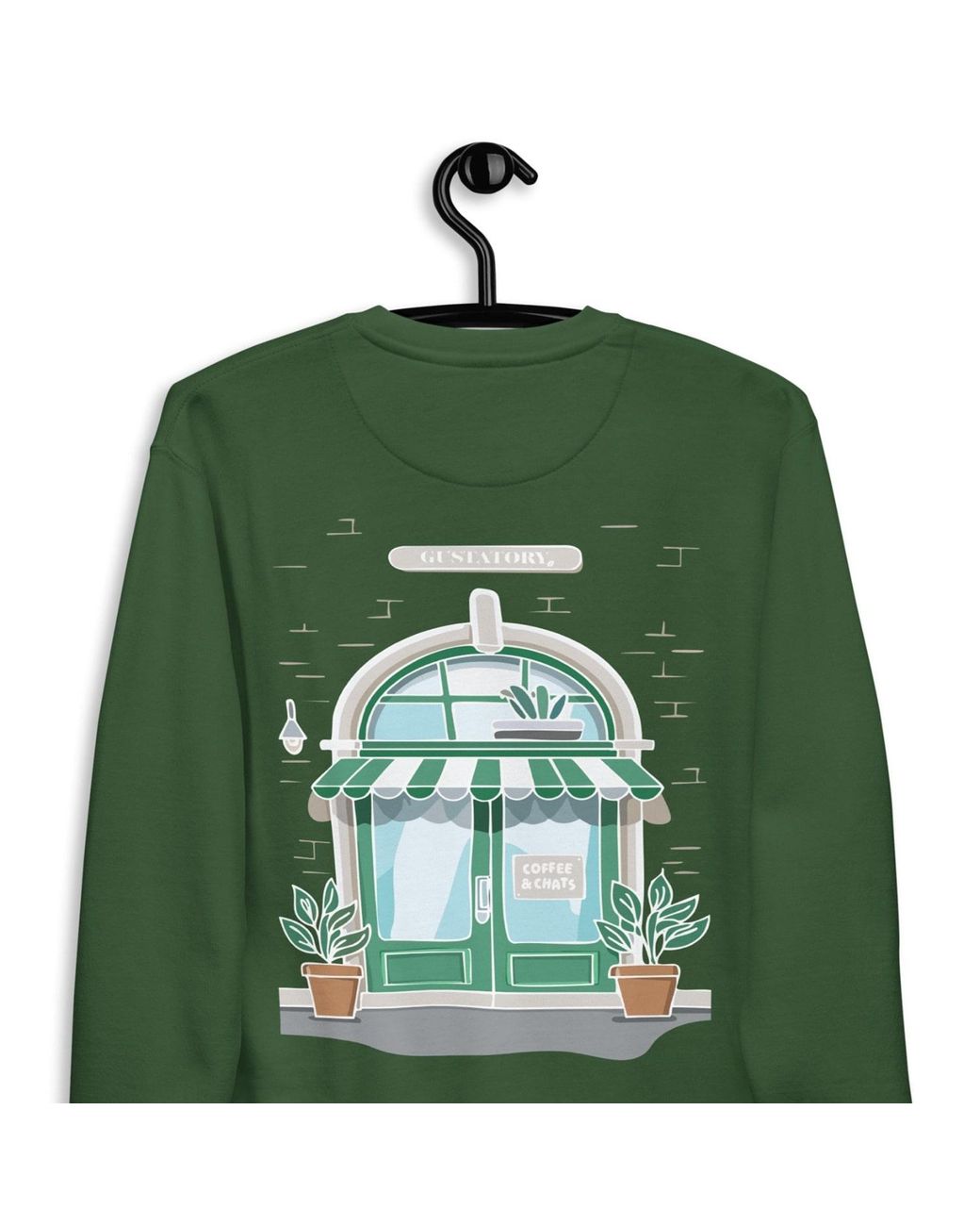 Anchor and Crew Green Forest Gustatory Coffee & Chats Cotton Blend Embroidered Sweatshirt
