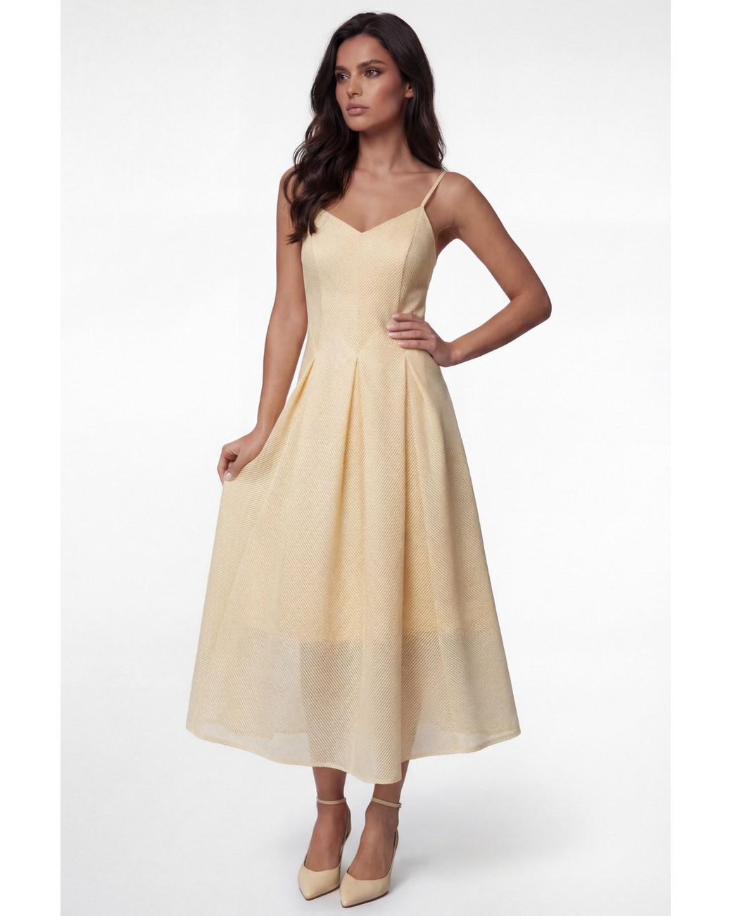 Luna Fashion House White Ivory Midi Dress, Nela