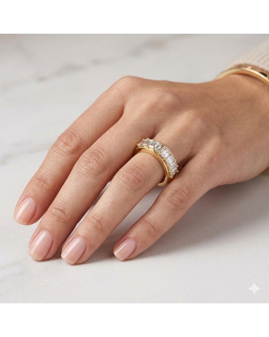 Artisan Metallic 14K Emerald Cut Diamond Eternity Band