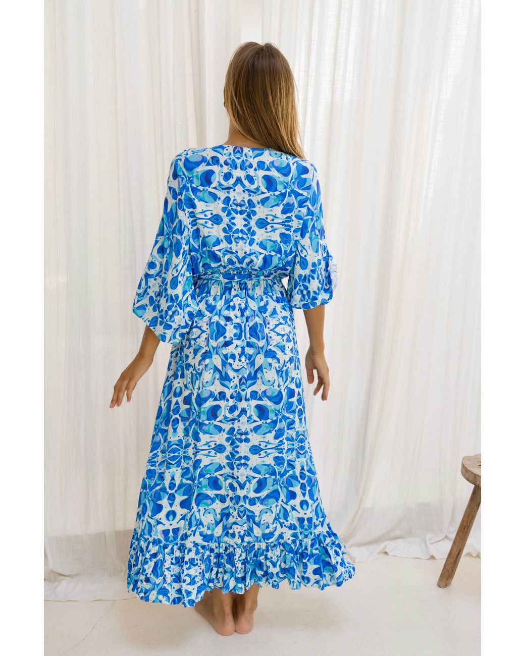 Sophia Alexia Blue Greek Goddess Mozambique Midaxi Dress