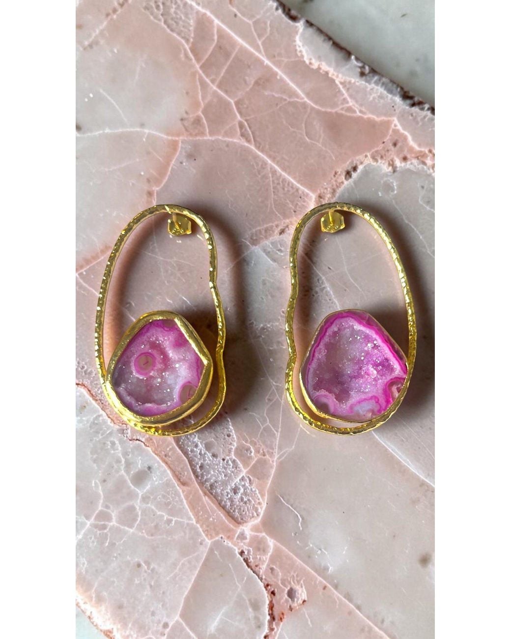 Magpie Rose Purple Rock Drops Earrings