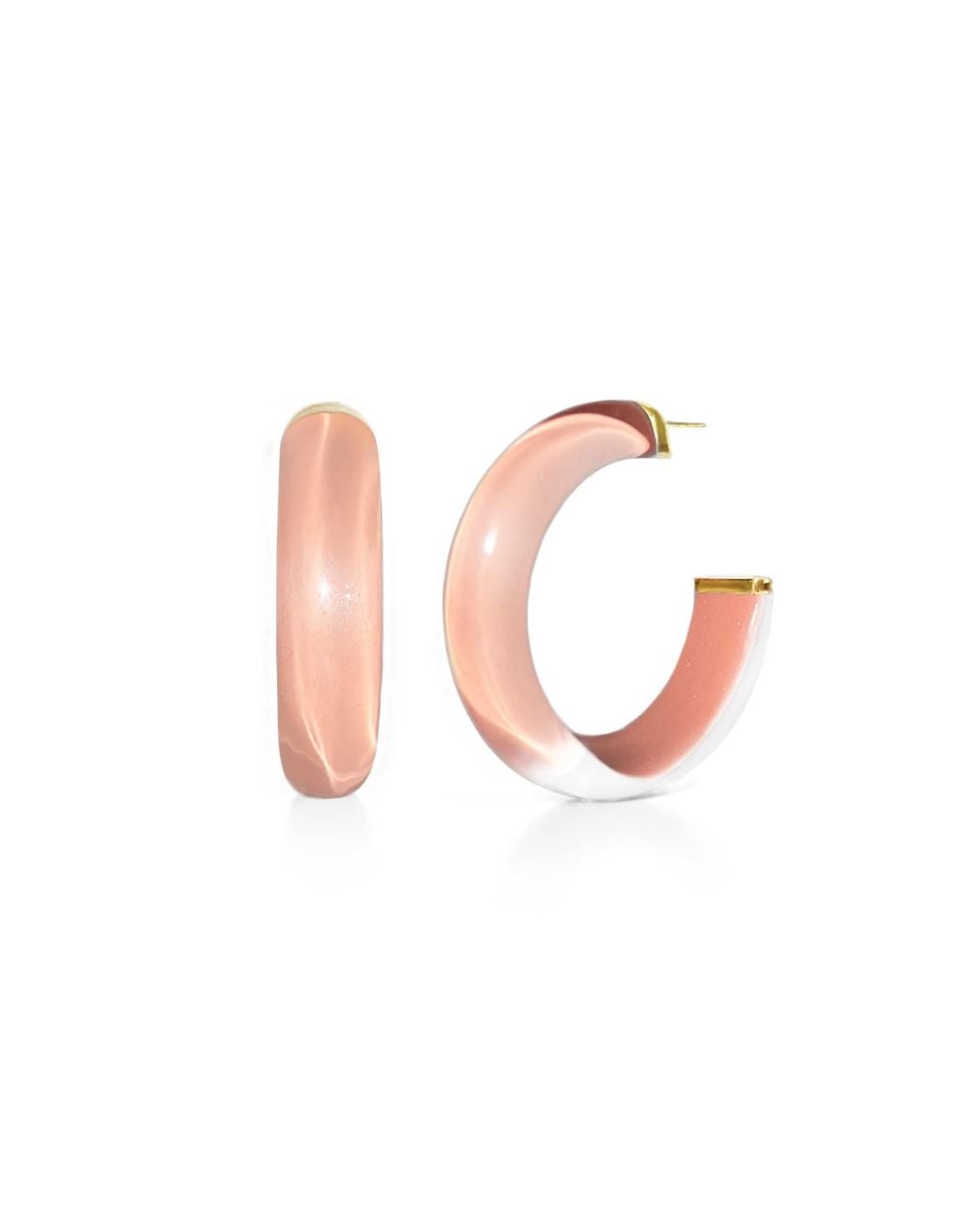 Gold & Honey Pink Rose Small Rose Illusion Hoop Earrings