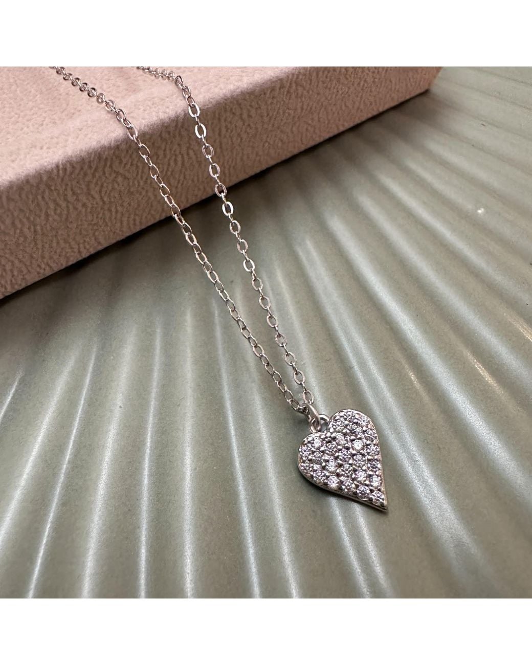 Clemence Wren Metallic Sparkly Heart Pendant Necklace