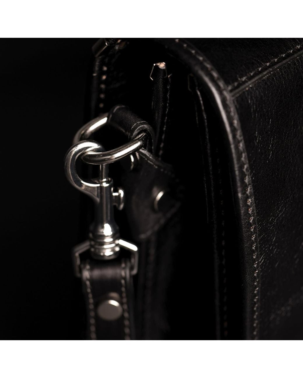 Time Resistance Black Leather Briefcase Laptop Bag for men