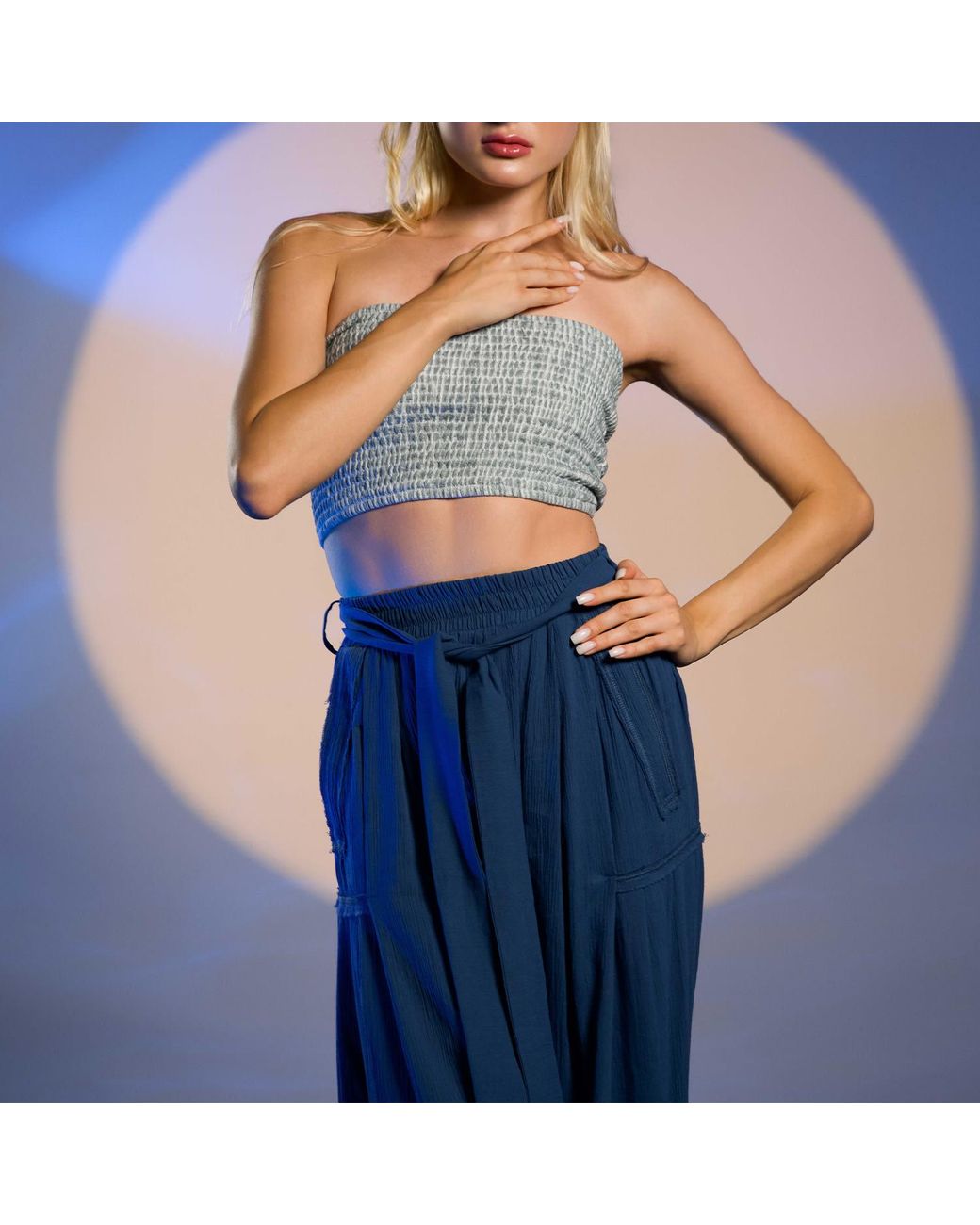 Zhenabia Blue Boho Harem Pants