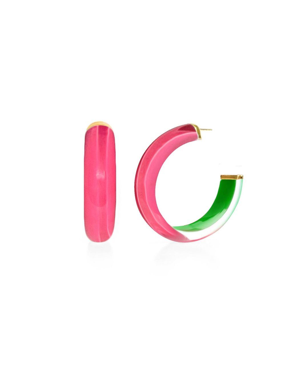 Gold & Honey Pink Inside Out Lucite Hoop Earrings