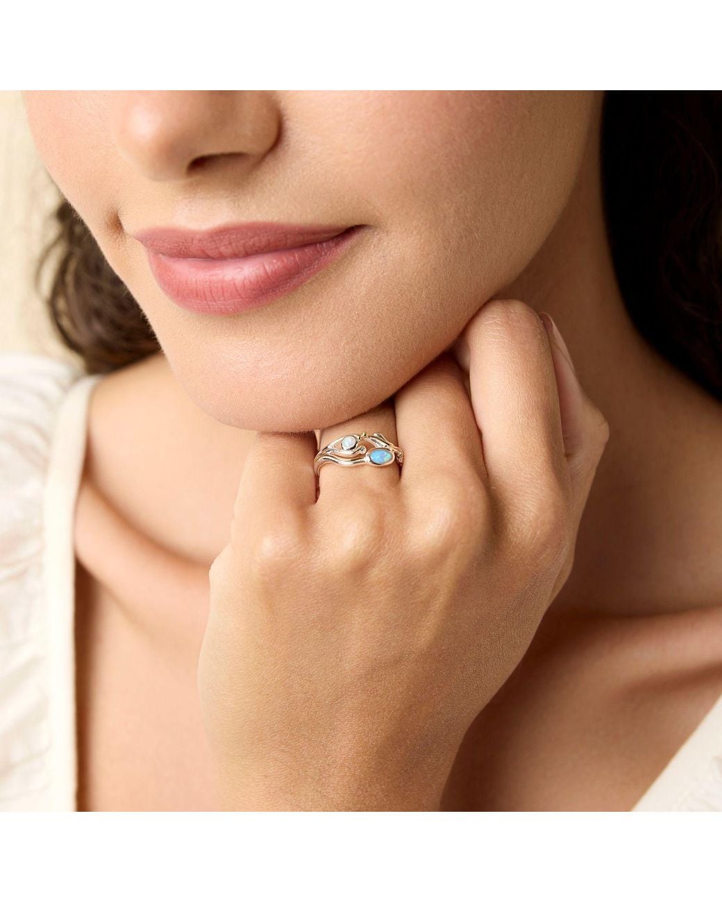 Isla Silver White Sterling Fire Opal Ring