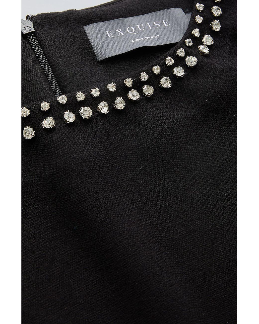 Exquise Black Boat Neck Knit Blouse