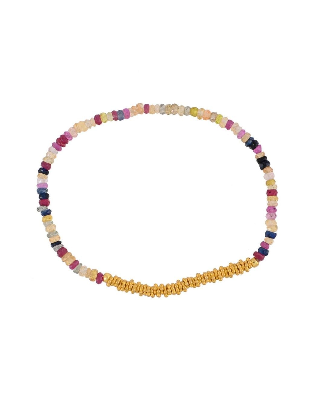 Opium Jewels Metallic Disc Stretch Bracelet With Multi-Sapphires