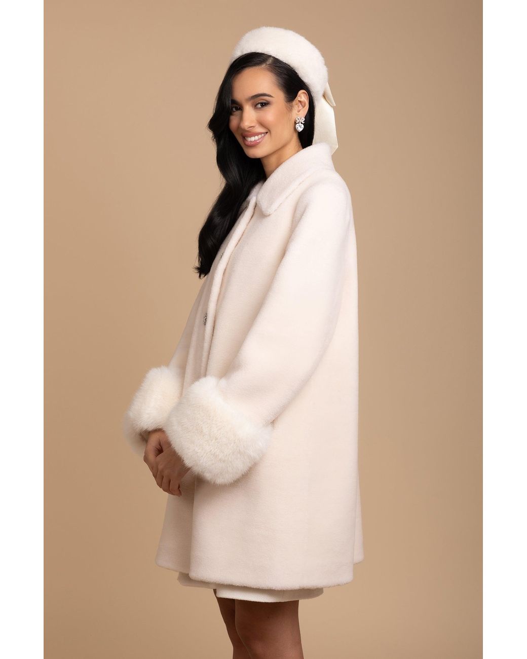 Santinni Natural Fairytale Wool Faux Fur Teddy Coat