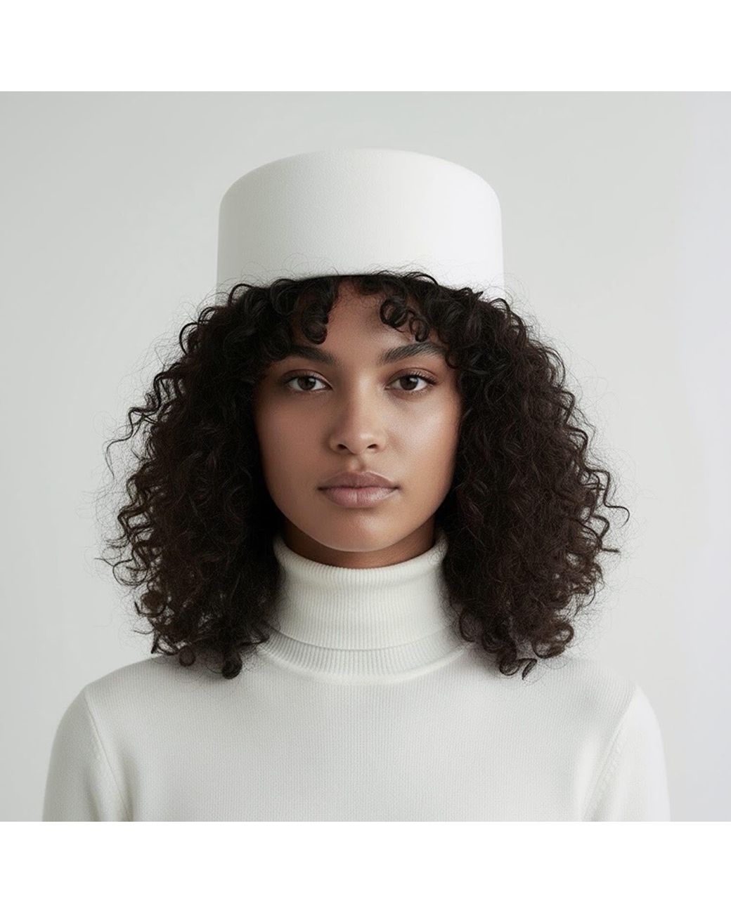 London Atelier Byproduct White Wool Pillbox Hat