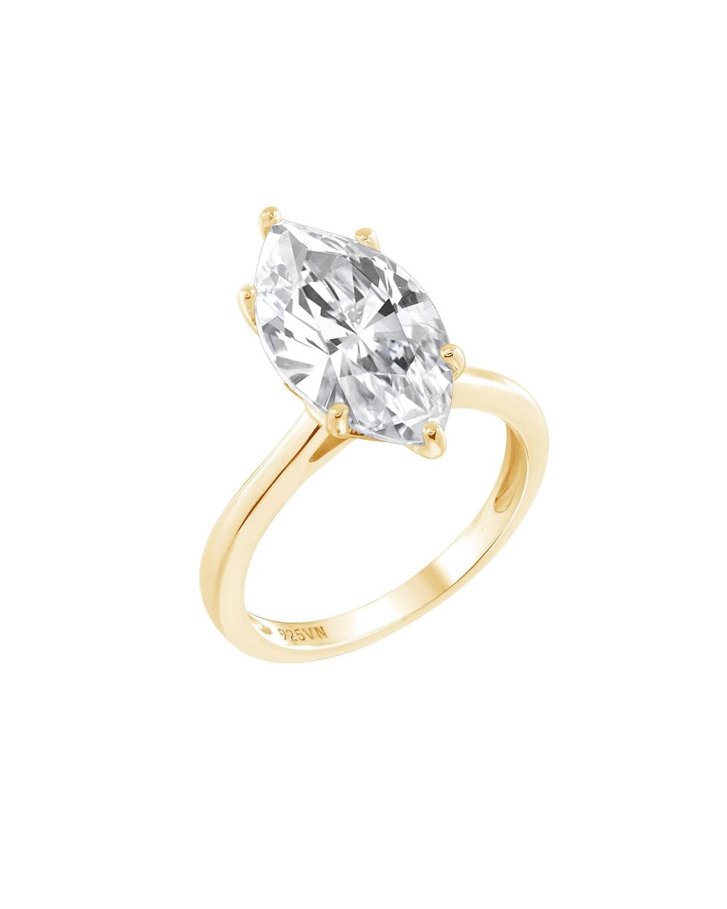 Diamonbliss Metallic Ten Carats Marquise Cut Solitaire Cocktail Ring
