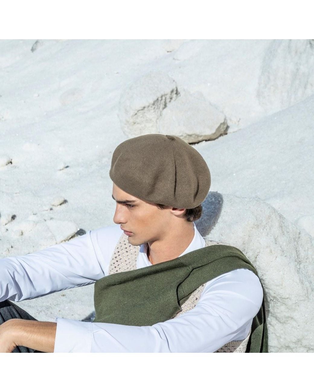 DORIA 1905 Gray Basque Wool Felt Cap