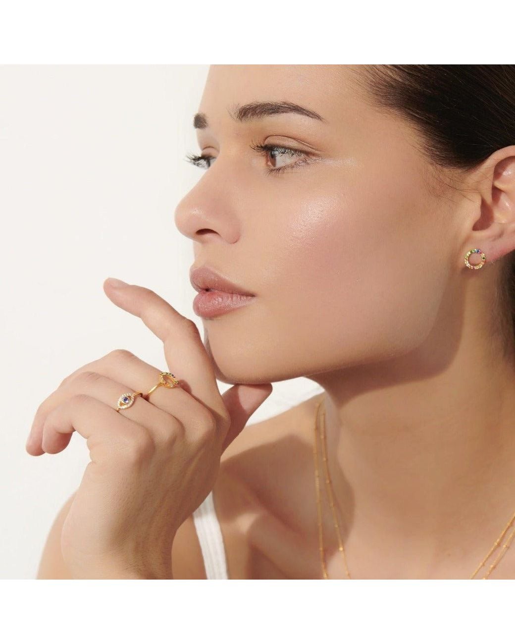 With Love Darling Metallic Sparkly Eye Ring