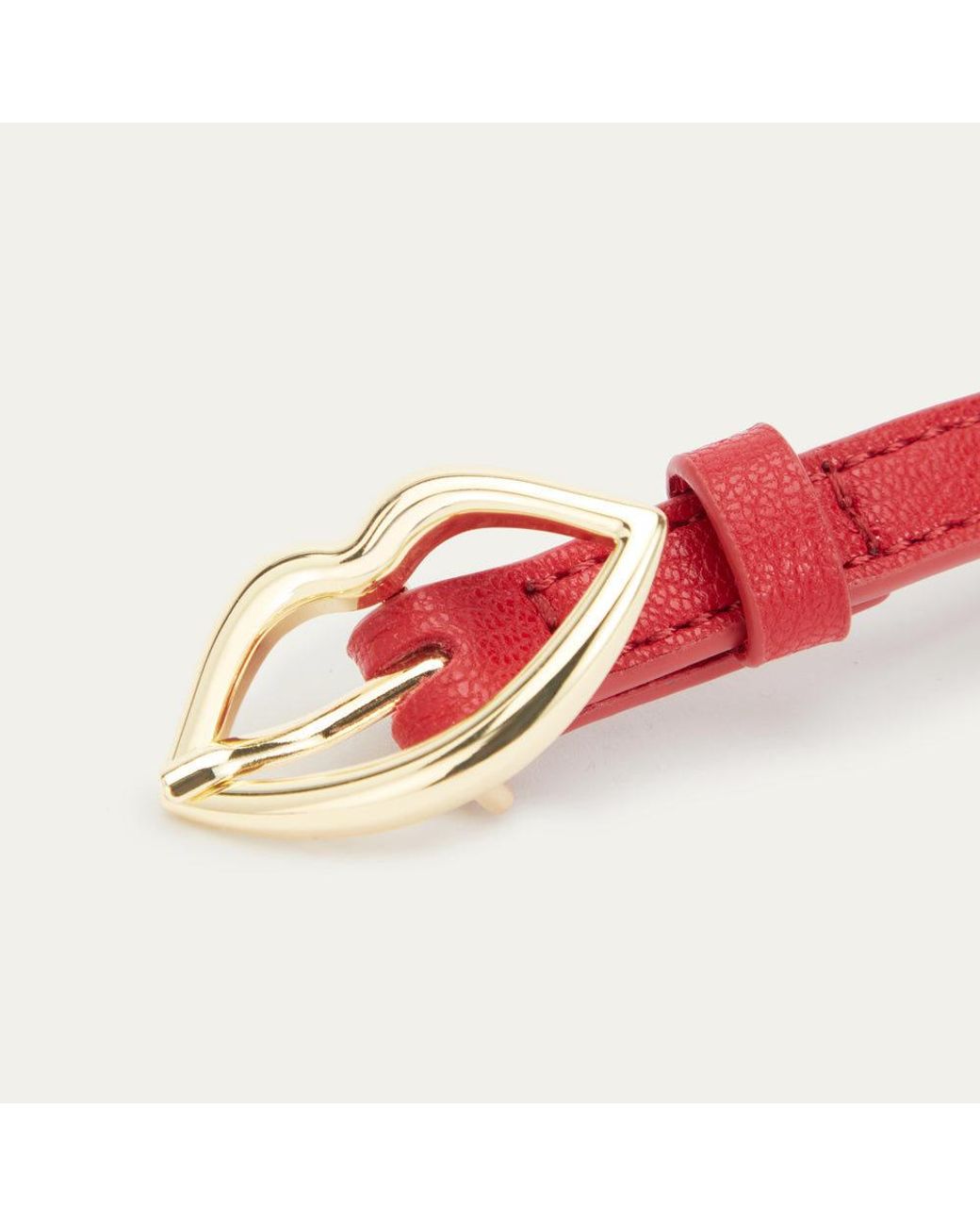 Lulu Guinness Red Lulu Lip Buckle Belt