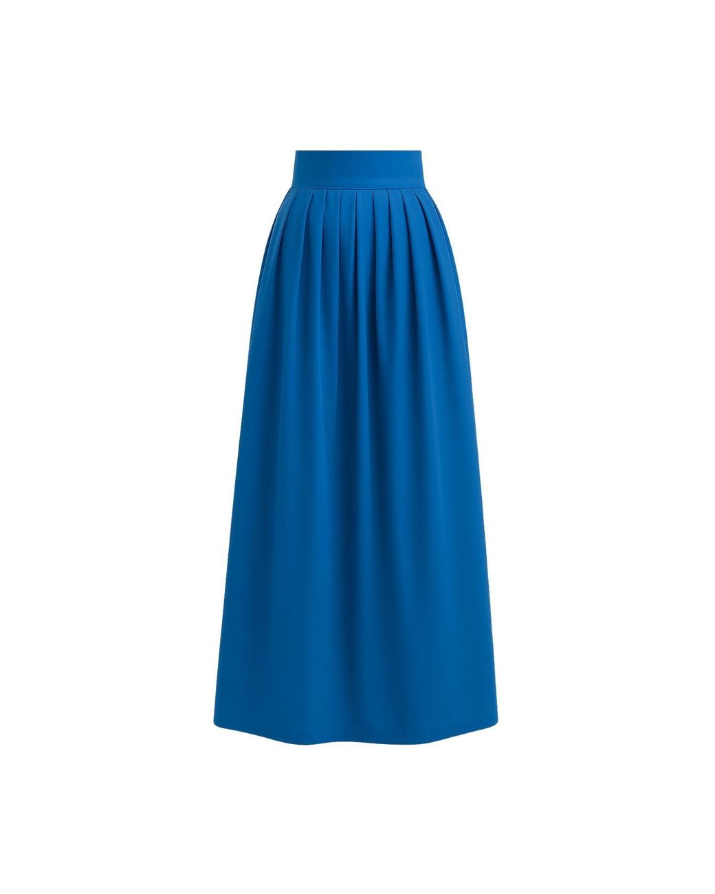 BEIRA Blue Anna Full-Length Cornflower Pleated Cotton Skirt
