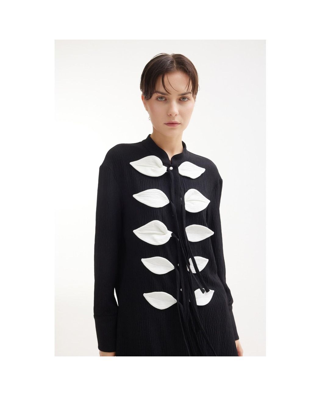 Julia Allert Black Lightweight Crinkled Blouse & Wide-Leg Pants Co-Ord Set –