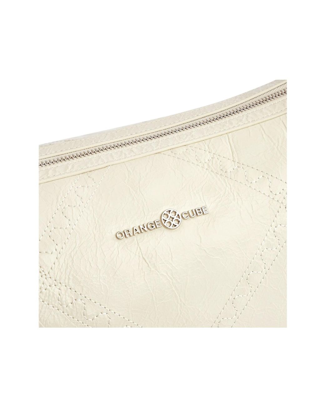 Orange Cube Natural Ruched Shoulder Bag
