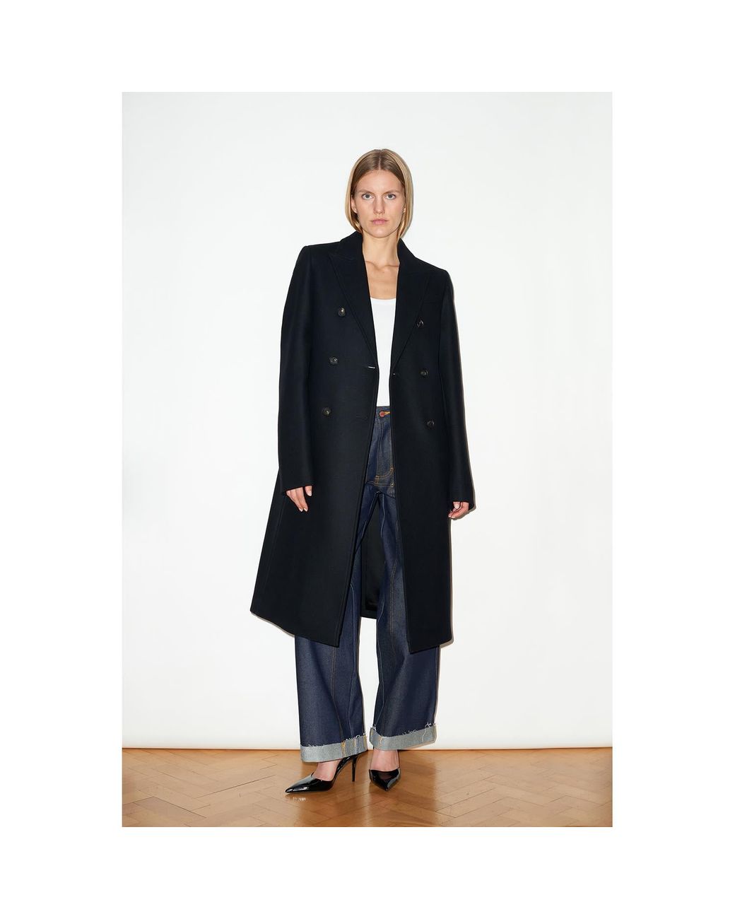 Hegarty London Black Double Breasted Cashmere And Wool Overcoat
