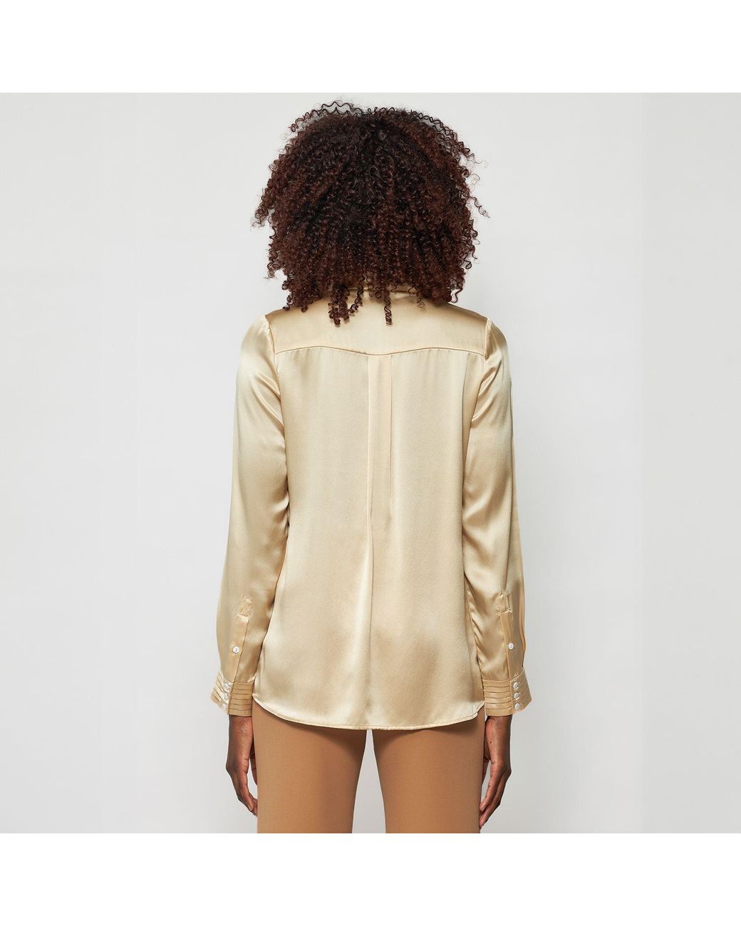 Solgo Atelier Natural Solgo Pleated Silk Charmeuse Shirt