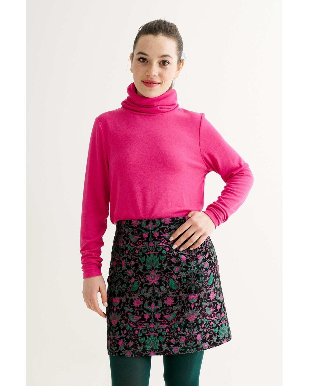 Louche Blue Aubin Belle Plume Jacquard A-Line Mini Skirt