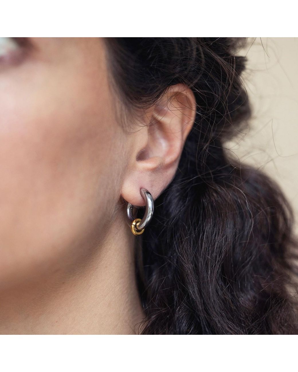 Kybele Studio White Mini Dual Tone Hoops