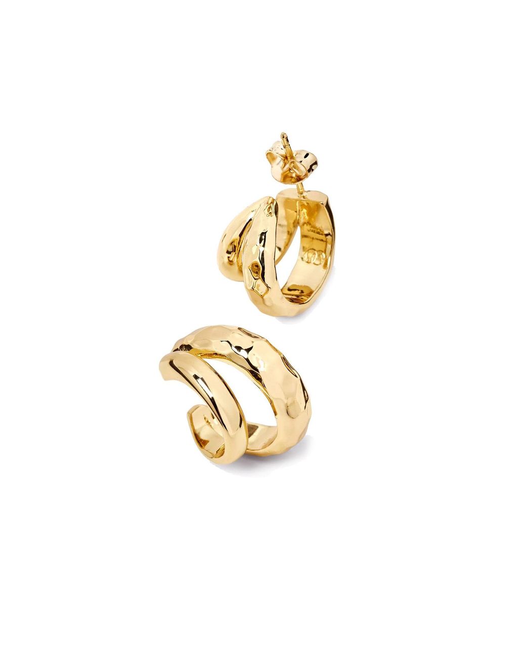 Potoska Metallic Double Claw Hammered Hoop Earrings