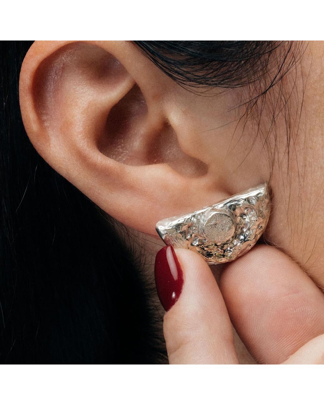Moca Jewellery Gray Half Moon Earrings