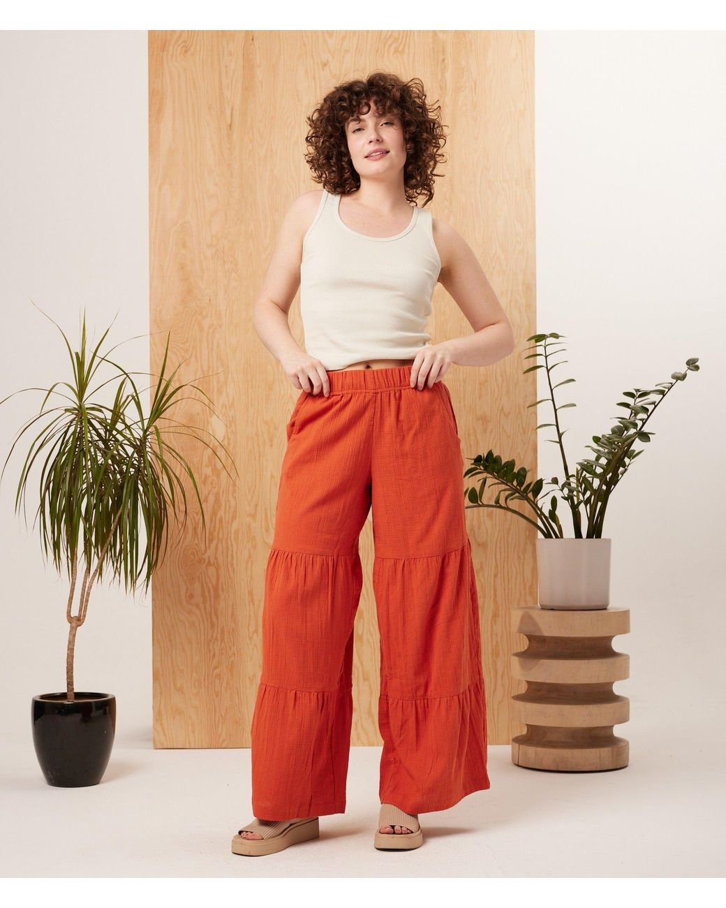 Known Supply Wide Leg Tiered Pants