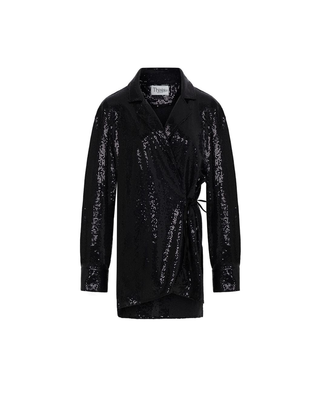 Thisisu Collection Black Camilla Sequin Shirt Dress