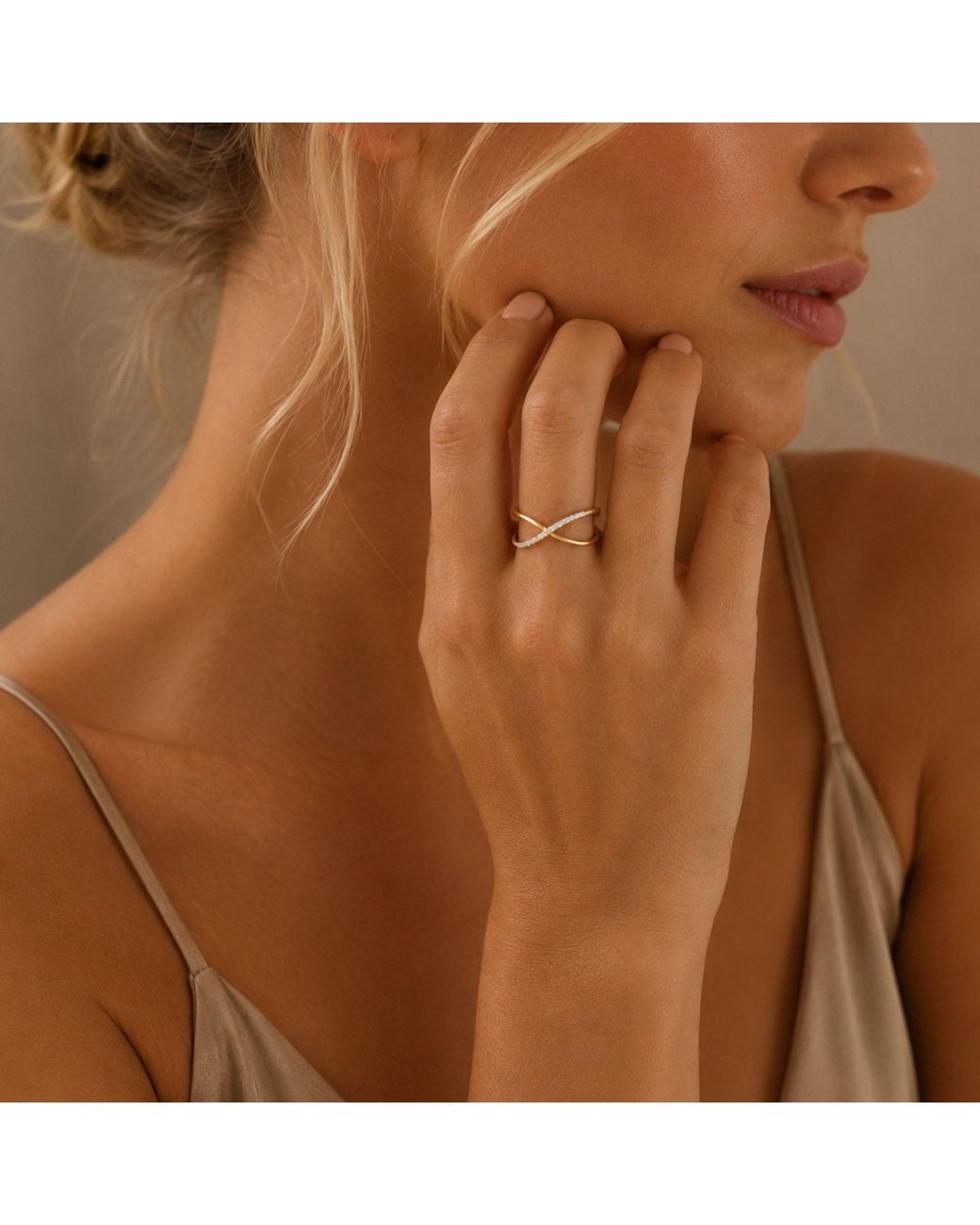 Spero London Metallic Sterling Pave X Ring