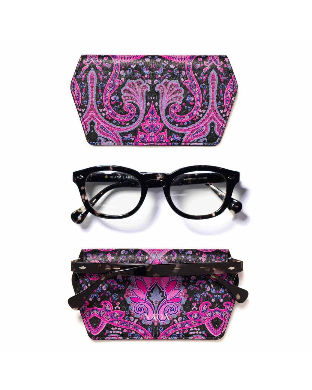 Naoa Purple Slim Glasses Case Damask Print