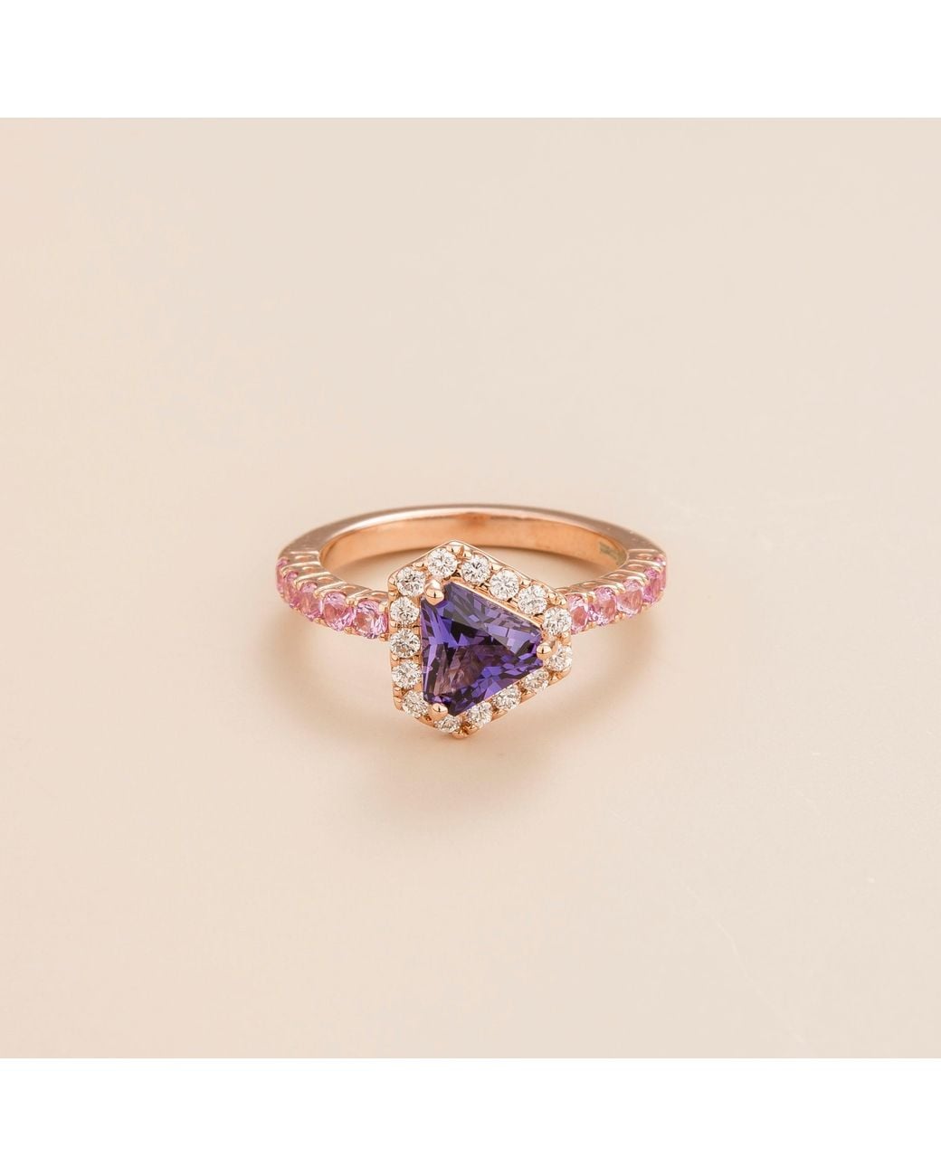 Juvetti Pink Diana Rose Ring Sapphire, Diamond, Sapphire