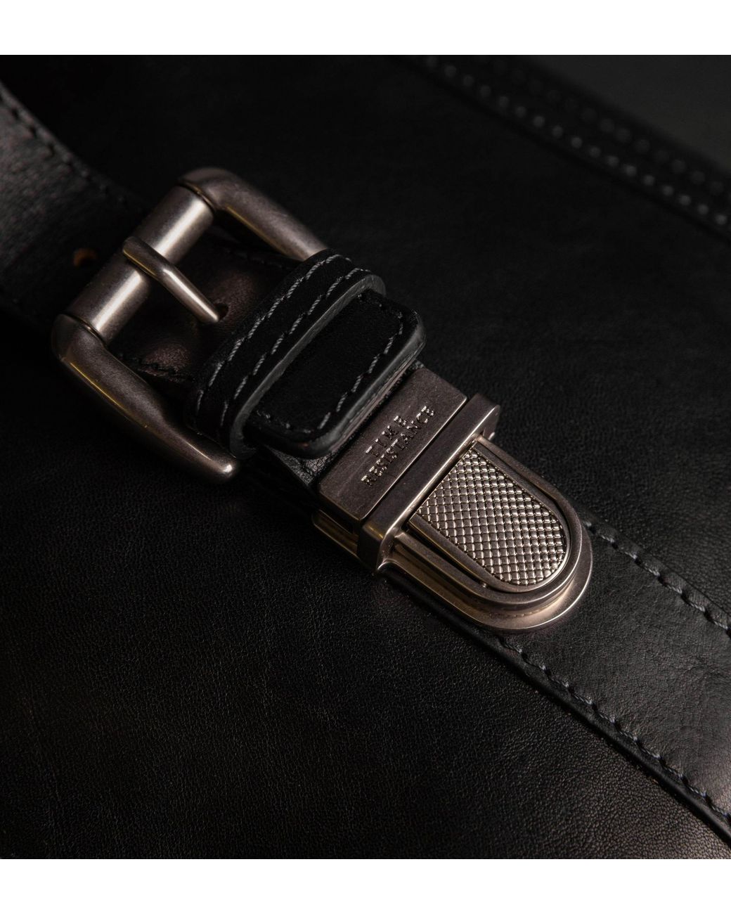 Time Resistance Black Leather Satchel Bag for men
