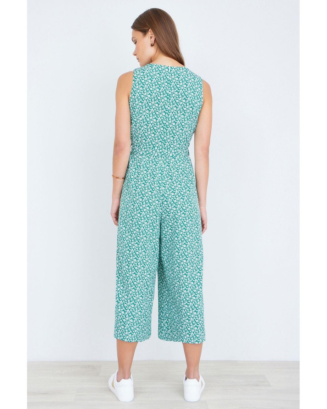 Yumi' Blue Ditsy Culotte Jumpsuit