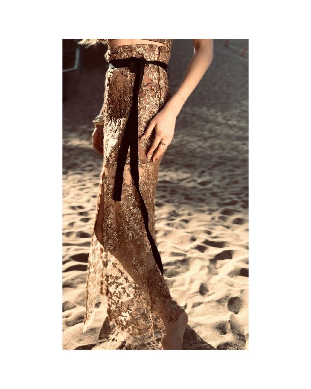 LAHIVE Natural Genevive Sequin Skirt