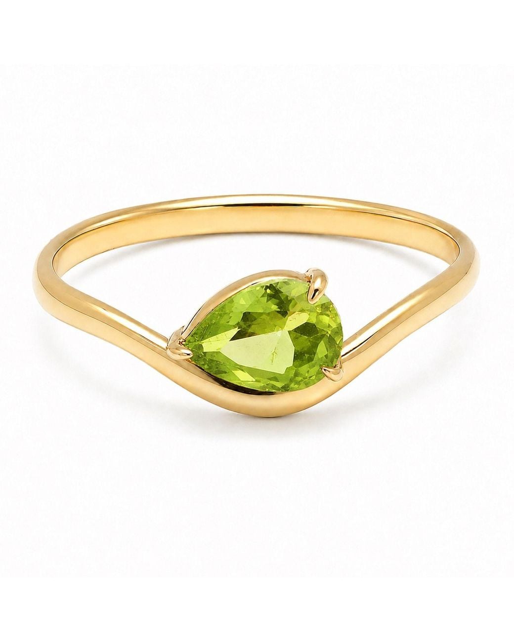 Belinda Jewelz Yellow Peridot Wavy Solitair Birthstone Ring