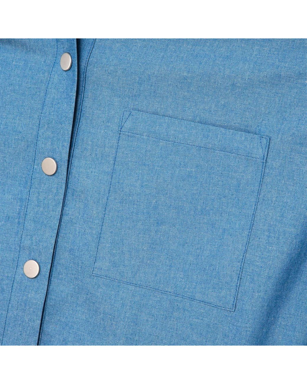 Audrey Vallens Blue Oversize Shirt With Snaps
