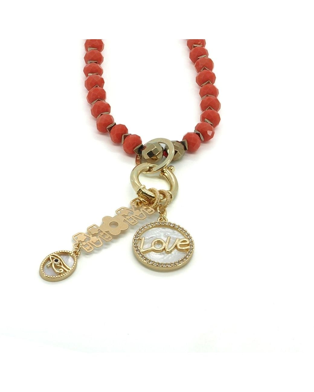 Ebru Jewelry Metallic Journey Of Love Mom Pendant Beaded Necklace